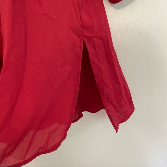 NEW NWT H&M Plus Size Red Pleated V-Neck Long Sleeve Shirt Dress Shift Dress 22 - Picture 8 of 16